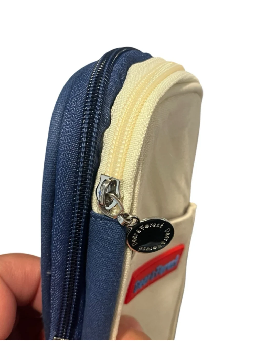 Deer & Forest Canvas Pencil Case Blue White Expandable